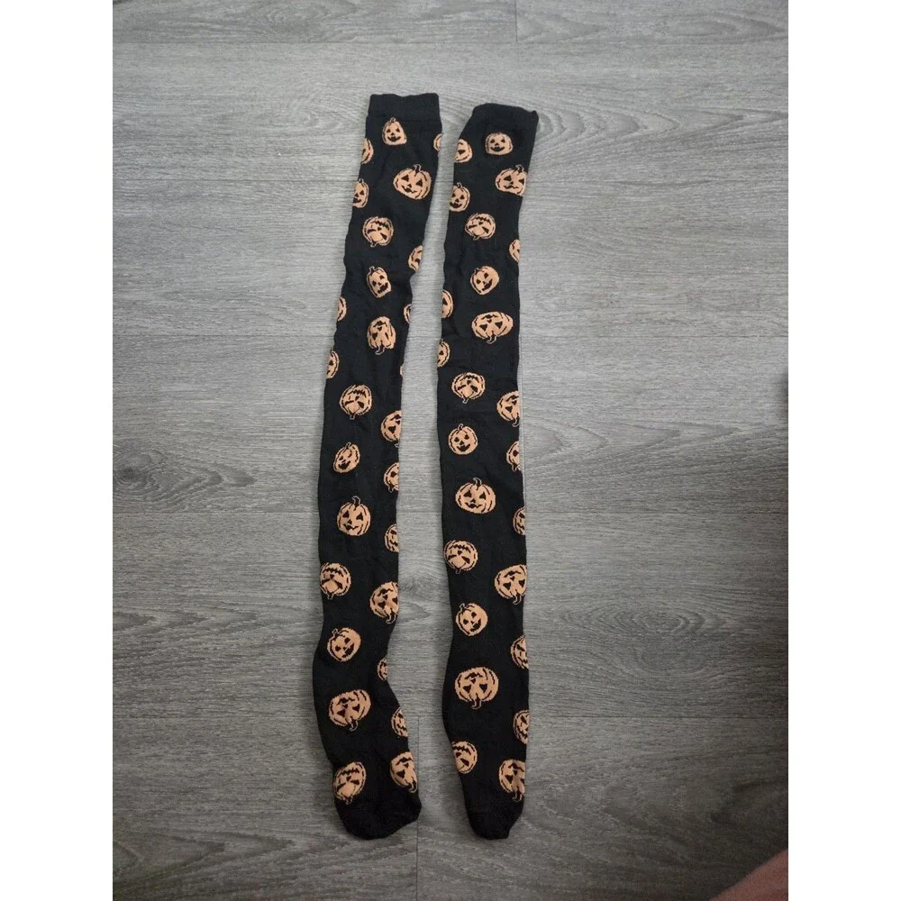 Socks Girls/Women Balck with Orange Pumpkin Pattern Holiday, Halloween, Costume